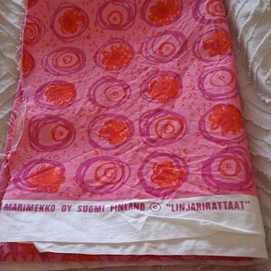 Marimekko Pink and Orange Abstract Floral Fabric Panel